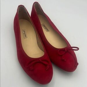 Paul Green Ursula Ballet Flats Red Cashmere Suede Bow Women SZ 8 US AUS 5.5 NEW